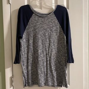 Aerie Blue Raglan Sleeve Shirt, Size M